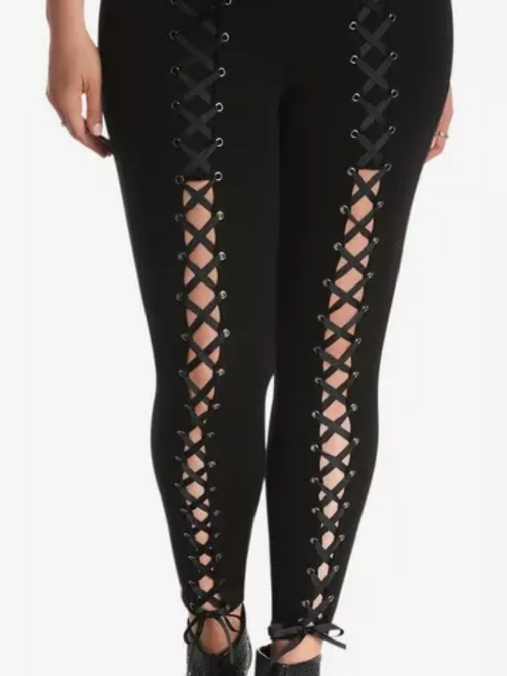 Torrid Black Lace-Up Front Leggings - Women Pants & Jumpsuits